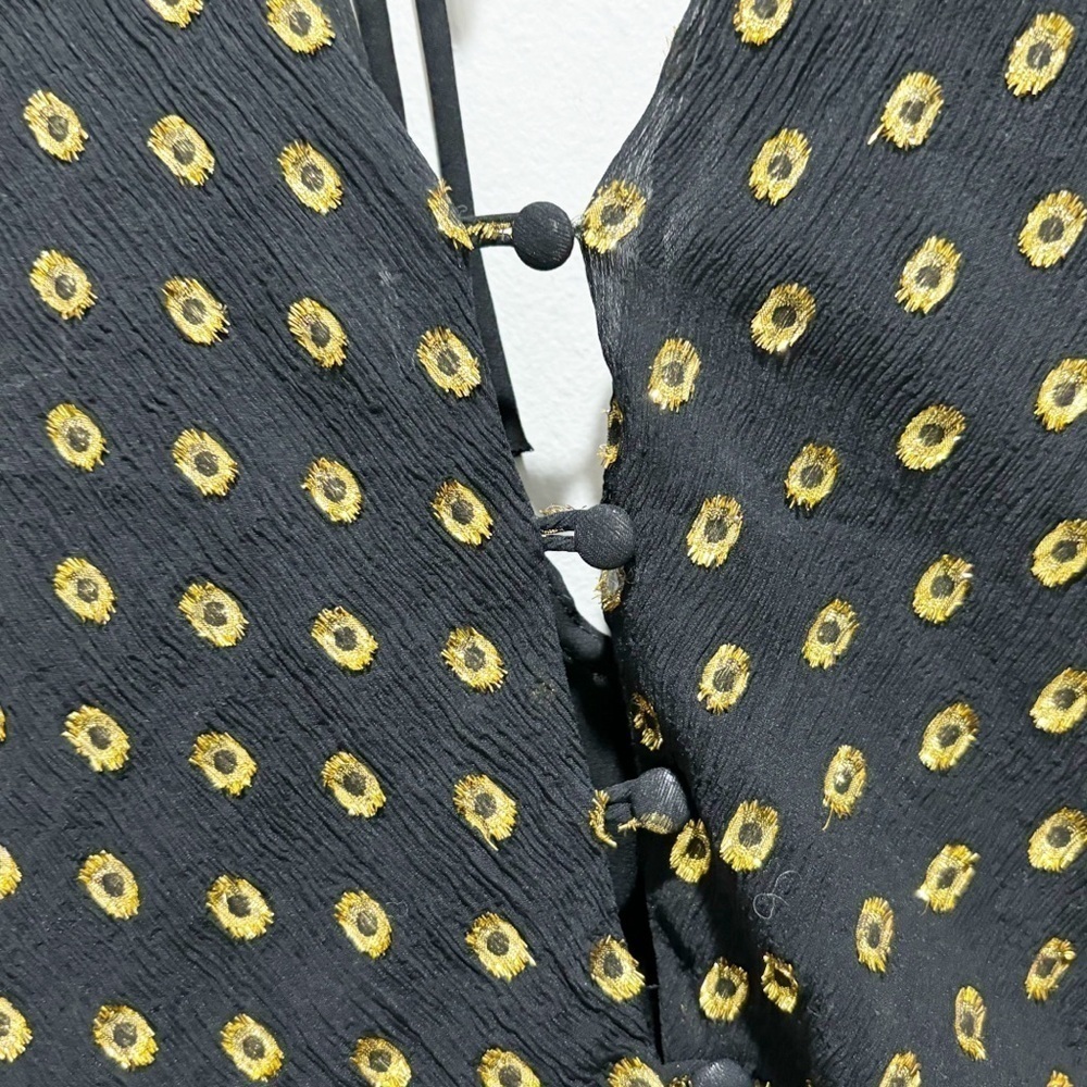 POISE BY KIT HOLLAND Women’s Black Gold Polka Dot Silk Tunic Top Layered Size M - Picture 6 of 10